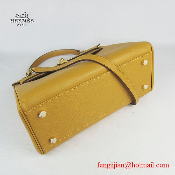 Hermes Kelly 32cm Togo Leather Bag Yellow 6108 Gold Hardware